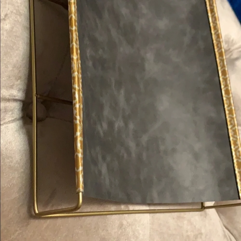 Dwell Studio golden inbox tray, fabric on metal